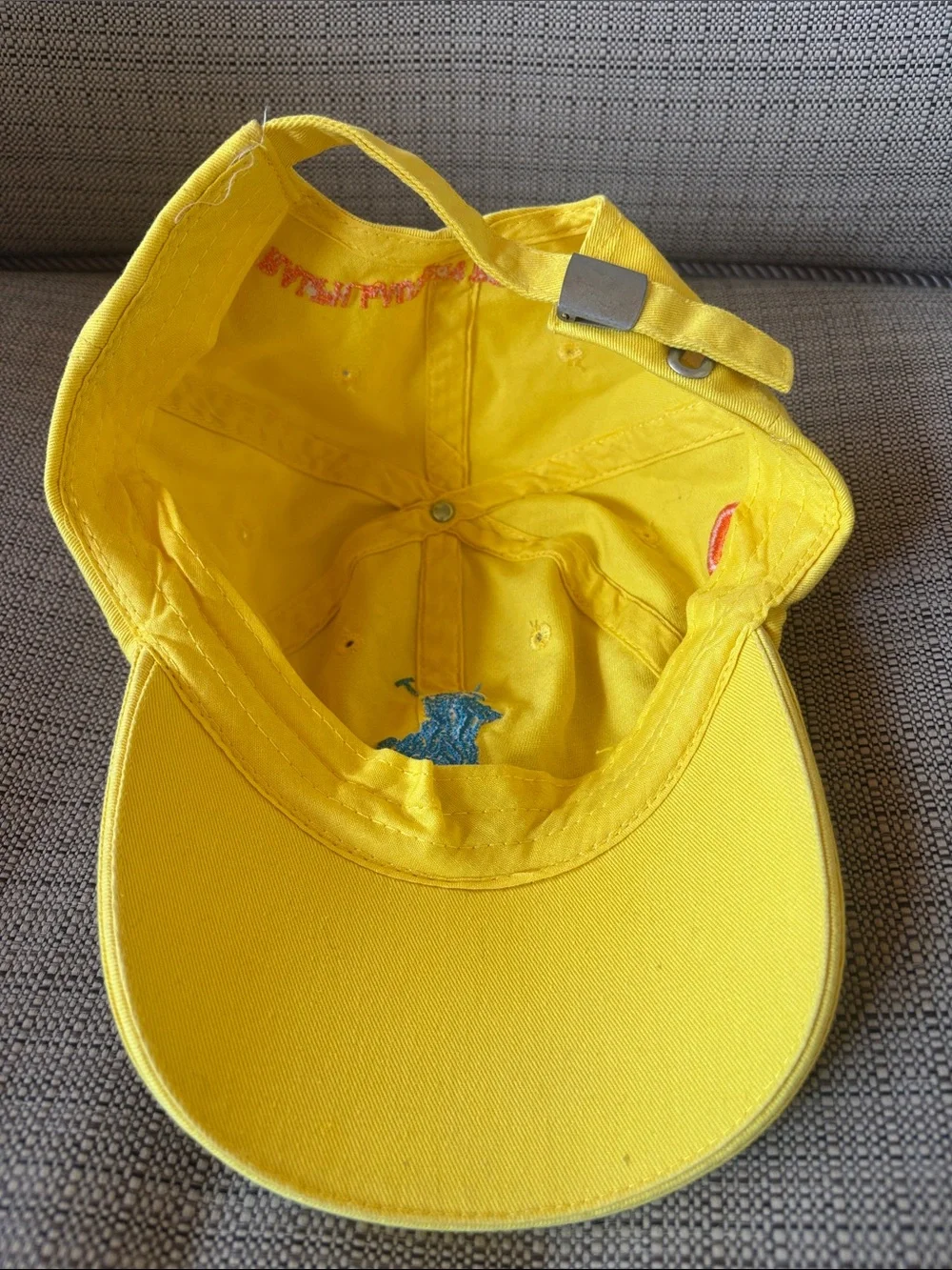 Ralph Lauren Bright Yellow Cap with Blue Polo Emblem